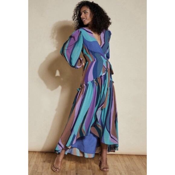 Anthropologie Dresses & Skirts - Anthropologie Hutch Abstract Wrap Maxi Dress XS Boho Wedding Guest Formal Event